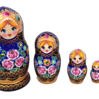 Wooden nesting dolls with flowers
