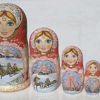 Winter handmade nesting dolls