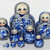 Blue wood dolls