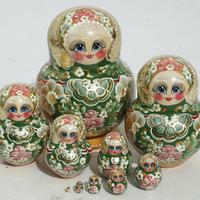 Green matryoshka dolls