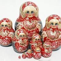 Red babushka dolls