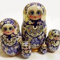 Blue wooden dolls