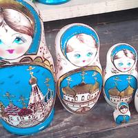 Blue church dolls