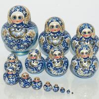 Blue matryoshka dolls