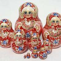 Röd vinter matryoshka