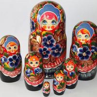 Matryoshka Niebieskie kwiaty