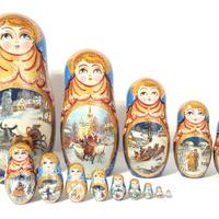 Bambole Matrioska Russe 5 Strati In Legno Di Loto - Matrioska Per Bambini Con Motivi Animali (Orso, Gufo, Pinguino). Decorazione Artigianale Per Casa E Festa.